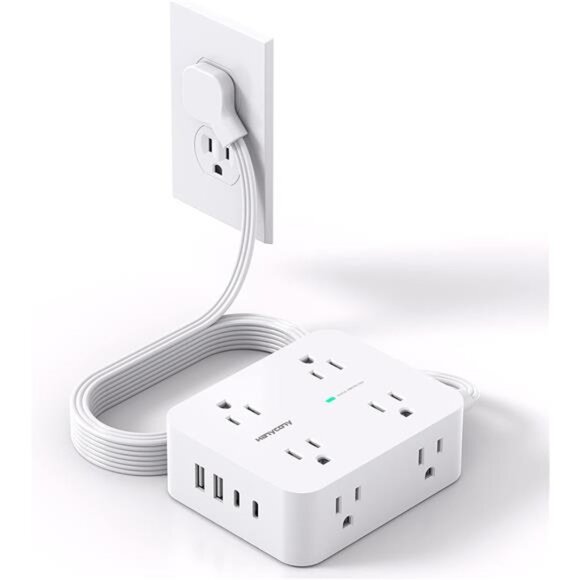 Surge Protector Power Strip, Extension Cord with Multiple Outlets, 5 Ft - Picture 1 of 8
